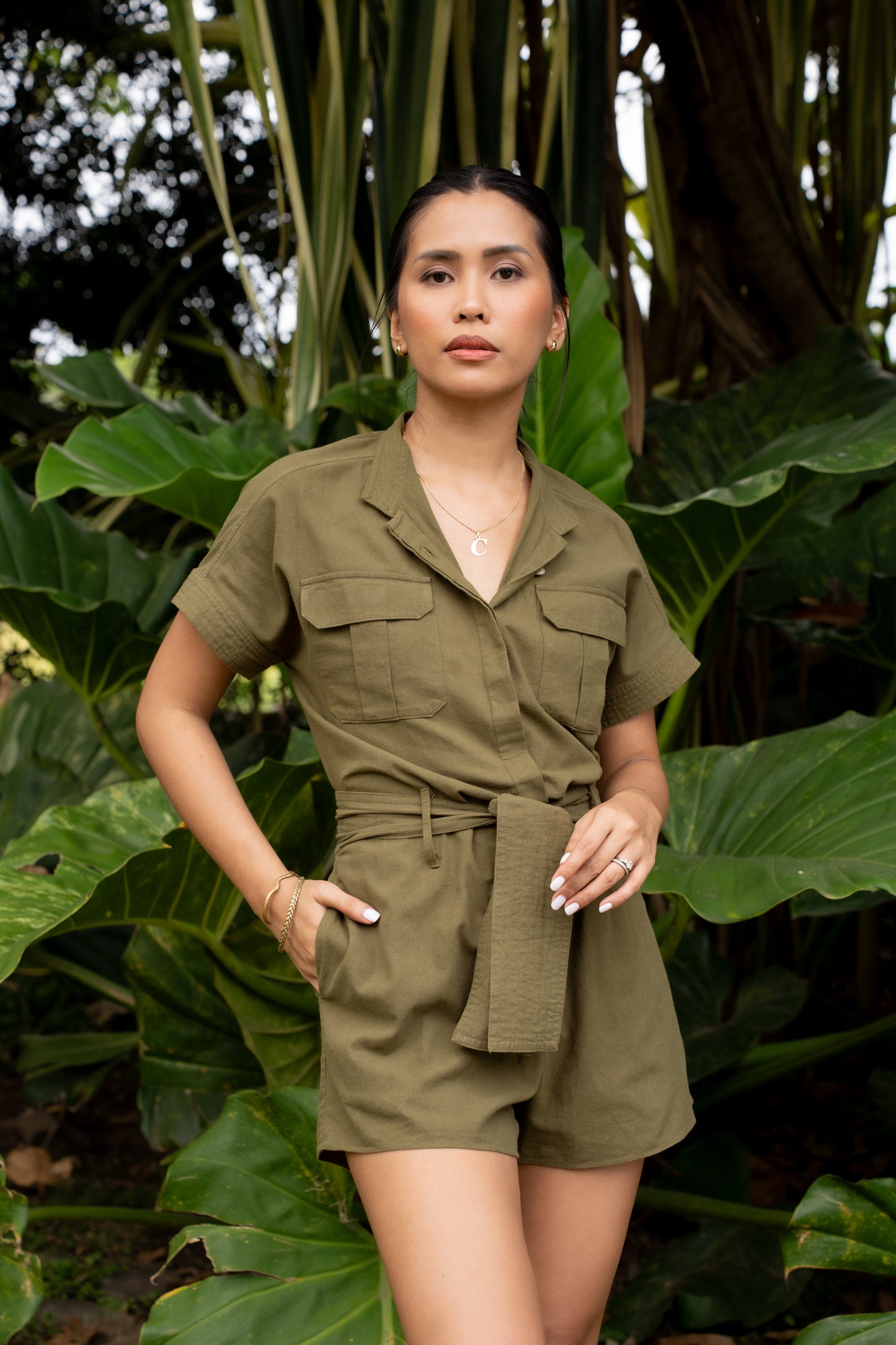 Romper in Dark olive