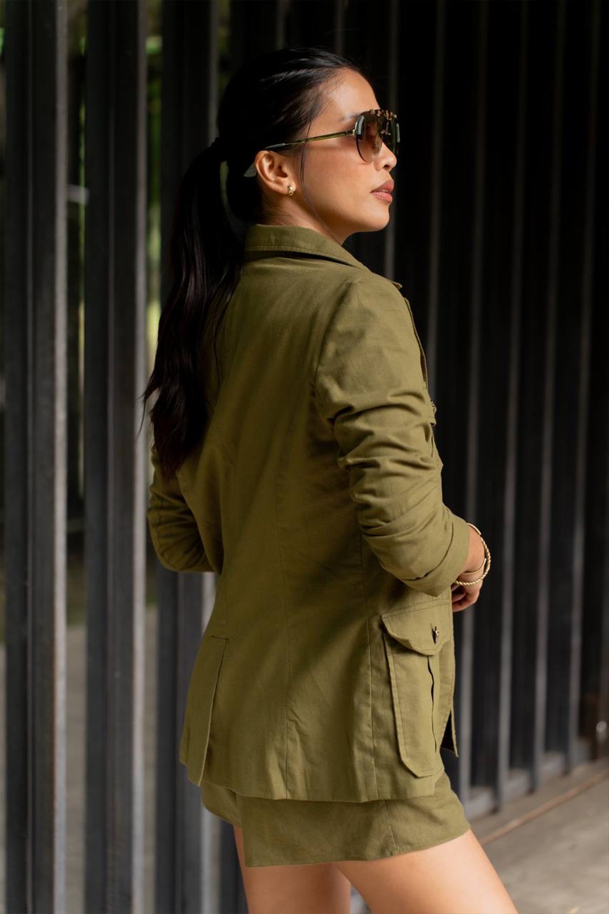 Tailored Military Blazer in olive