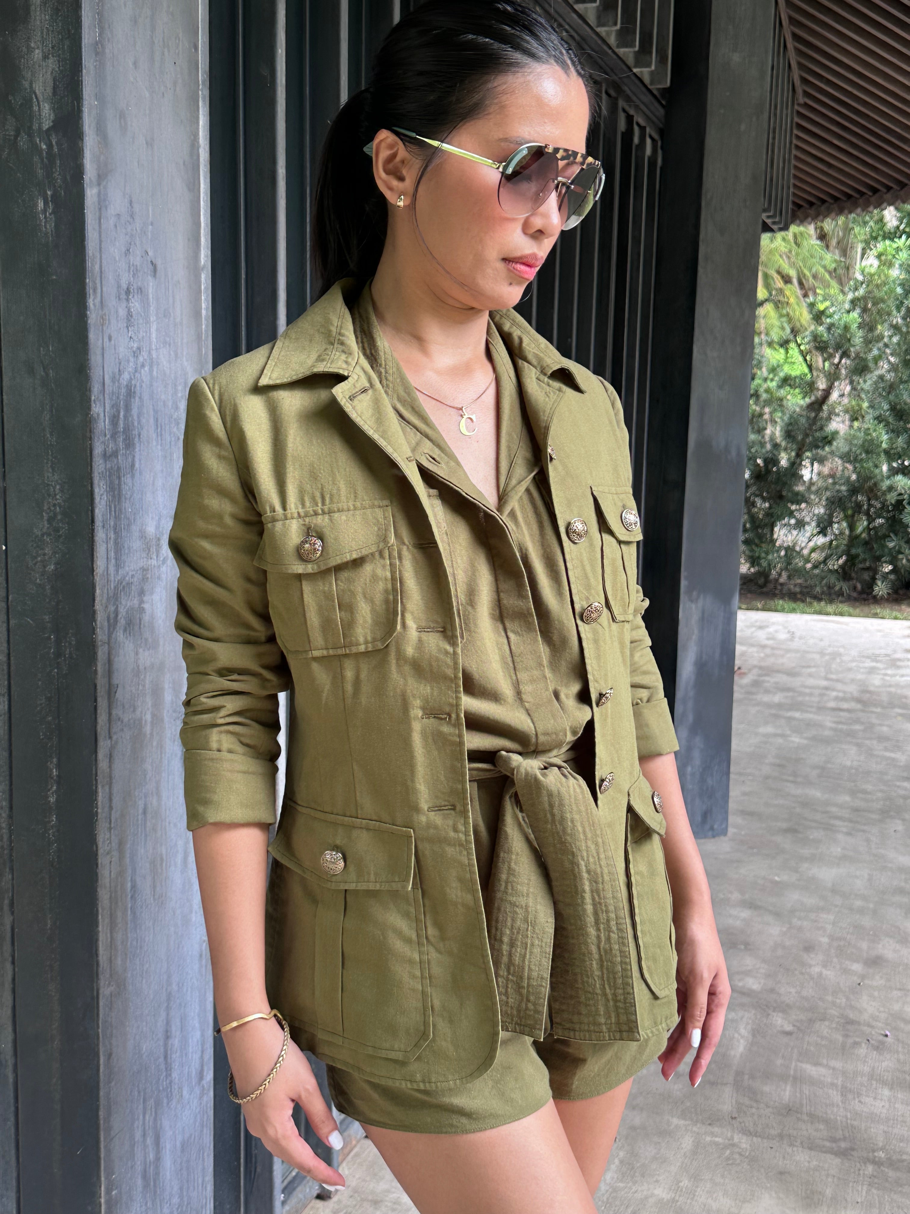 Tailored Military Blazer in olive