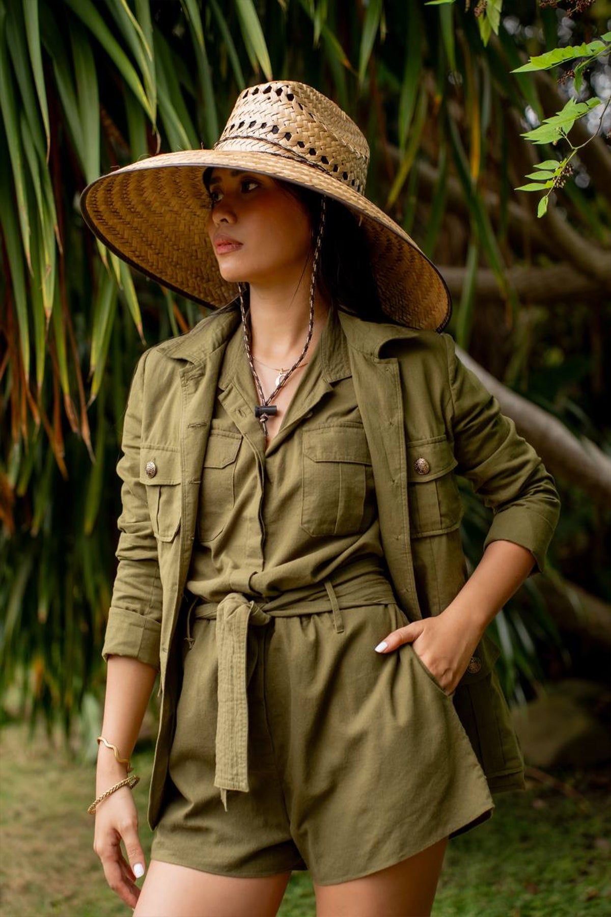 Tailored Military Blazer in olive