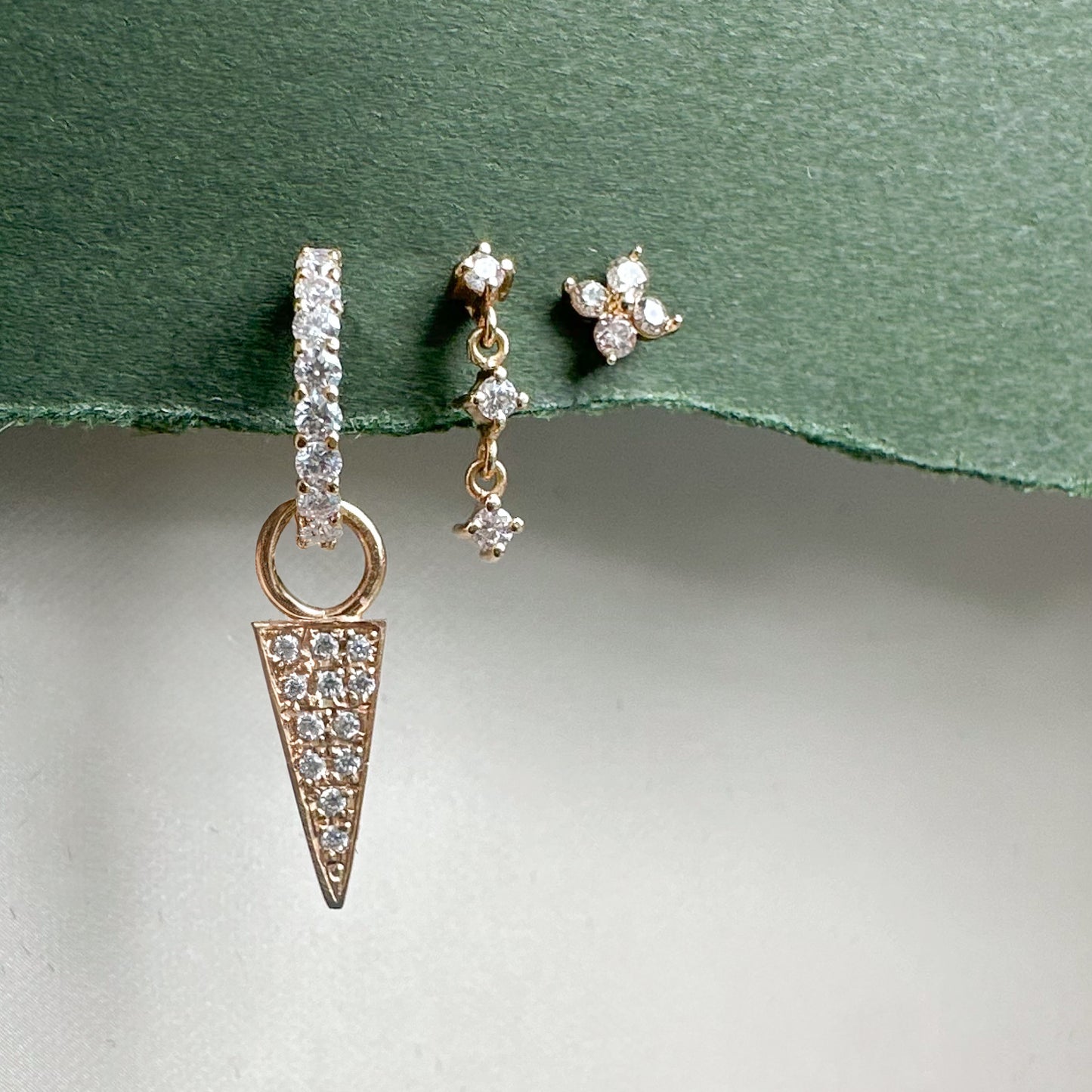 Dainty 3 gem danglers