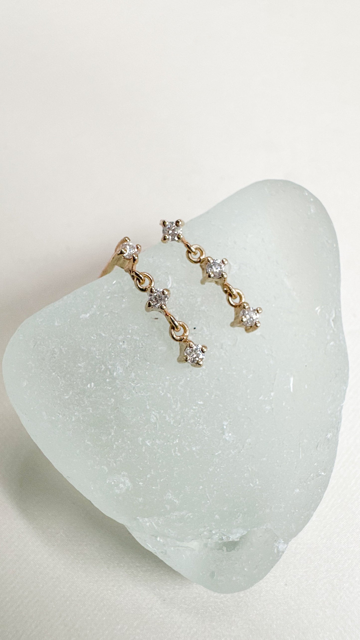 Dainty 3 gem danglers